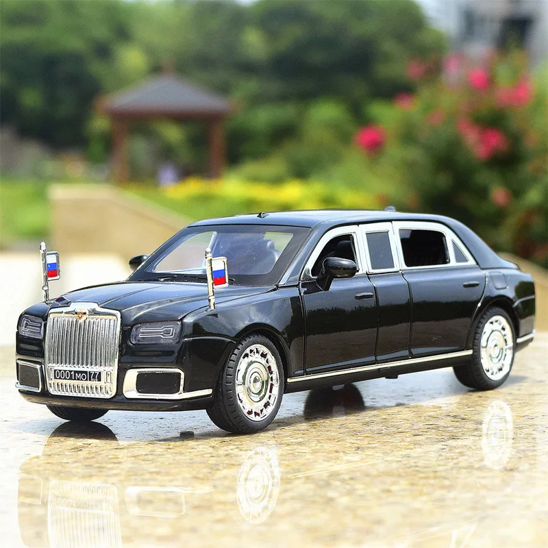 

1/24 Aurus Senat Alloy Classic Limousine Luxy Car Model Diecasts Metal Bulletproof VehicleS Model Sound and Light Kids Toys Gift