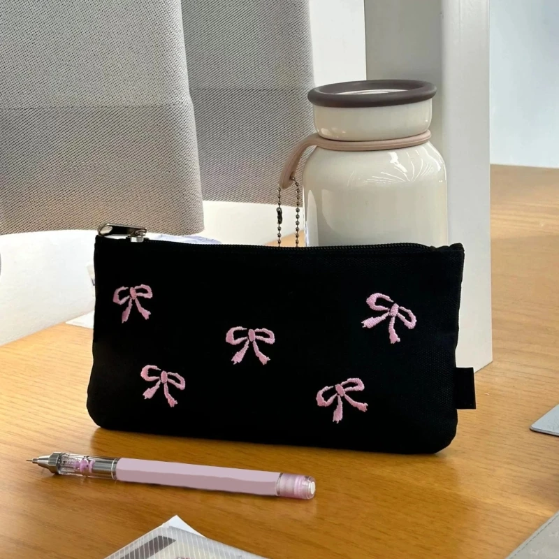 Elegant Ballet Themed Embroidered Pencil Case with Soft Canvas Storage Pack for Artistic Storage Home Organization