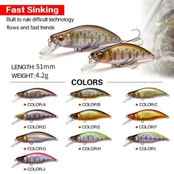 1Pcs Sinking Minnow 52mm 4.5g Japanese Fishing Lure Trout Peche Wobbler Fishing Artificial Bait Pesca Tackle Hard Bait