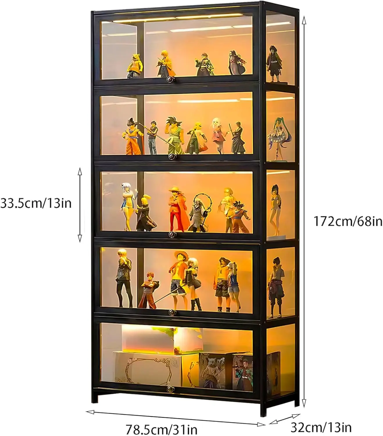 5-Tier Curio Display Cabinet, Storage Shelves with Acrylic Door, Collectibles Toy Organizers Rack & Display Shelf, Display Case