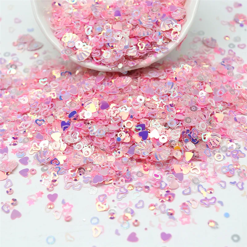 Multi Size Mix Color 1-10mm Glitter PVC Multi-Shape Glitter Glitter Glitter Sequin Sewing Wedding Craft Accessories 10/20g