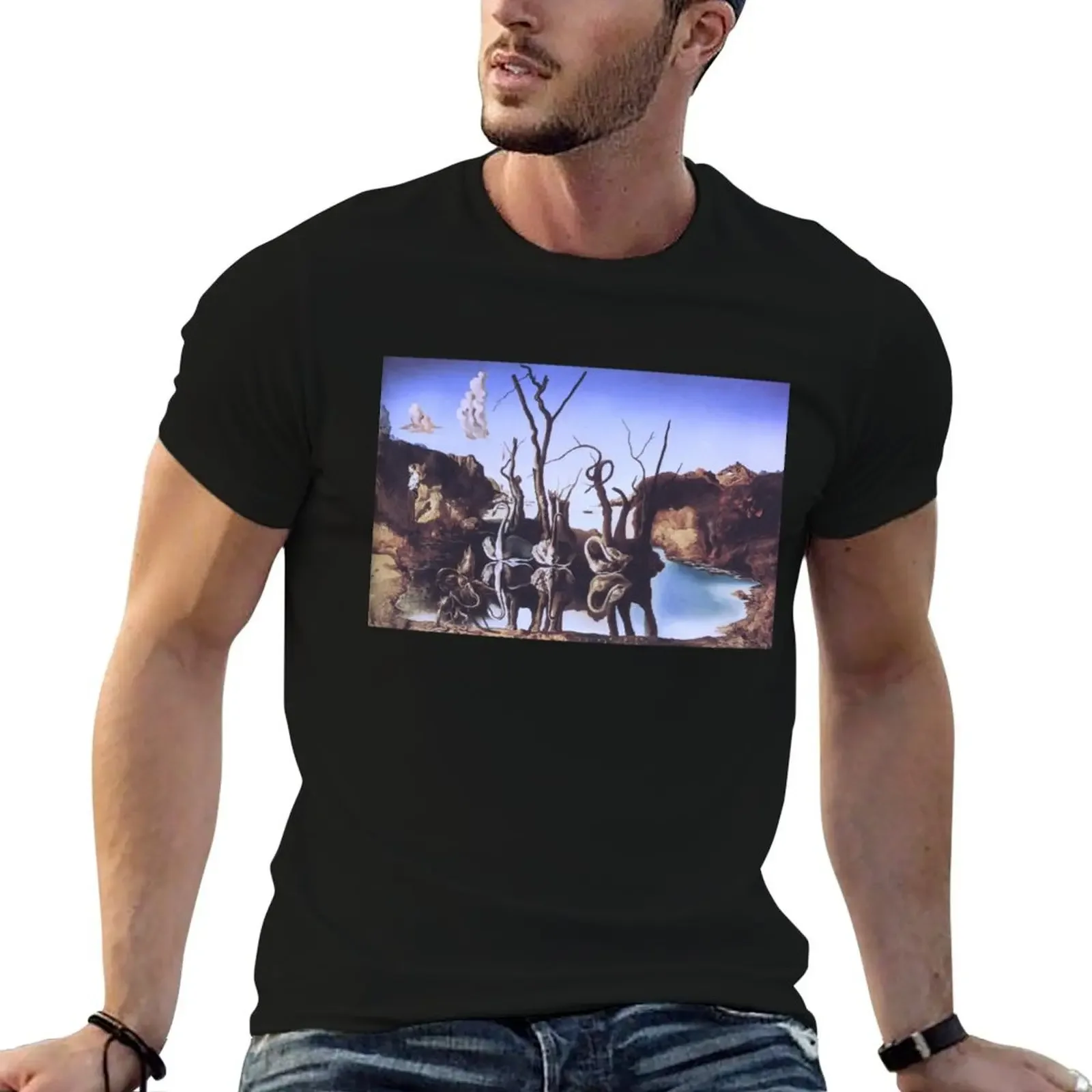 

Salvador Dali, Swans that are reflected as elephants. T-Shirt cheap stuff man clothes shirts men