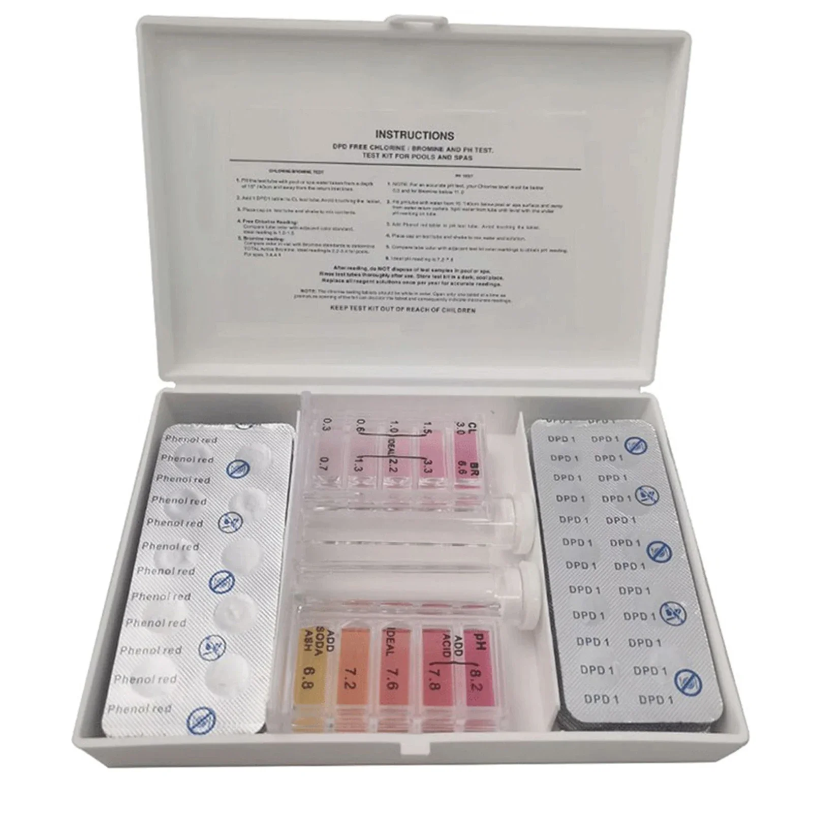 Accurately Measure Chlorine Bromine and pH Levels with this Pool Water Test Kit Perfect for Swimming Pools