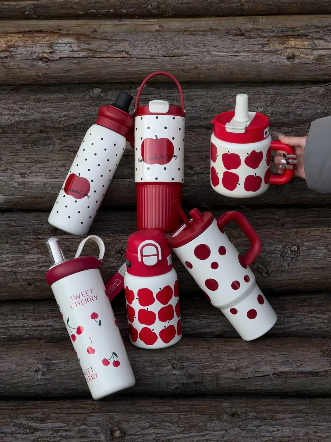 

Large Capaci Cerc Insulated Water Bottle Cherry Design Birthday Gift Cerc Inner Lid St Coffee Thermos