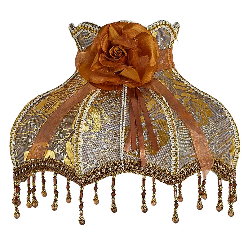 European Style Lampshade Home Decor Retro Light Lamp Cover European Vintage High-End Cloth Art Bead Lace Lampshade