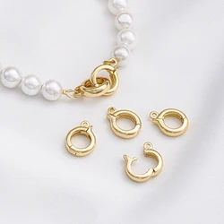 4Pcs Brass Gold Plated Round Interchangeable Enhancer Bail Pendant Bail Clasp Connector for Diy Necklace Bracelet Jewelry Making