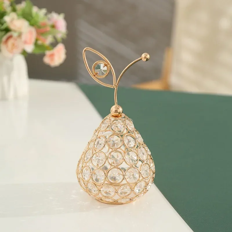 

1pc Gold Crystal Pineapple Ornament Artificial Fruit Figurine Tabletop Centerpiece For Home Decor