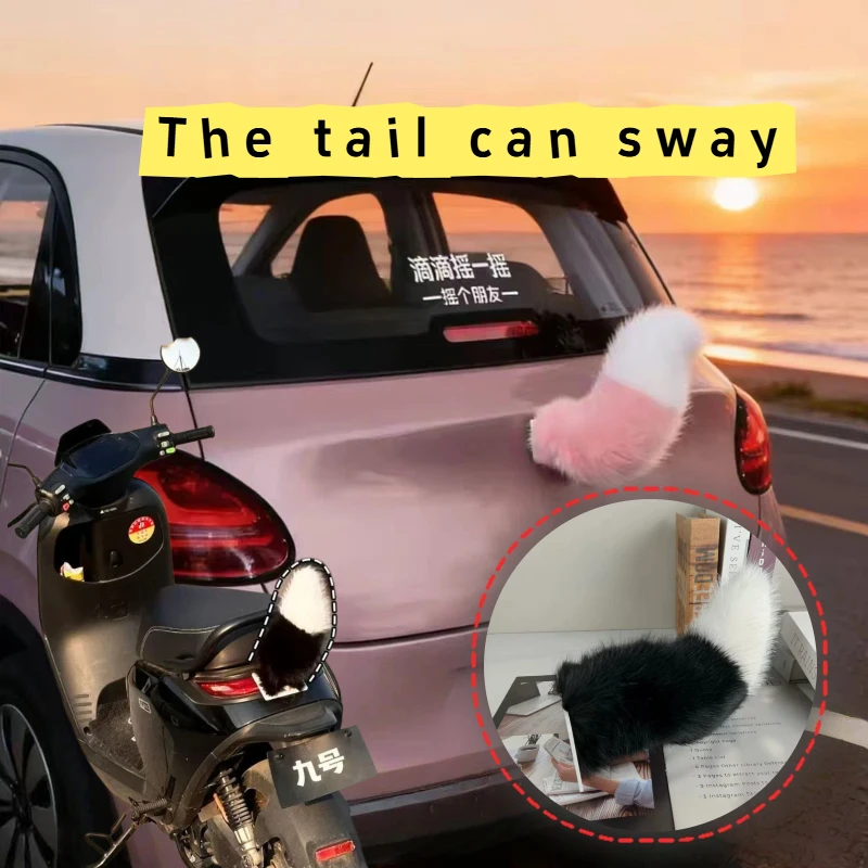 Ornamento de Carro em Pelúcia com Cauda de Raposa Elétrica, Controle Remoto, Modelo Móvel, Decoração Universal para Bicicleta Elétrica e Motocicleta, Decoração para Casa