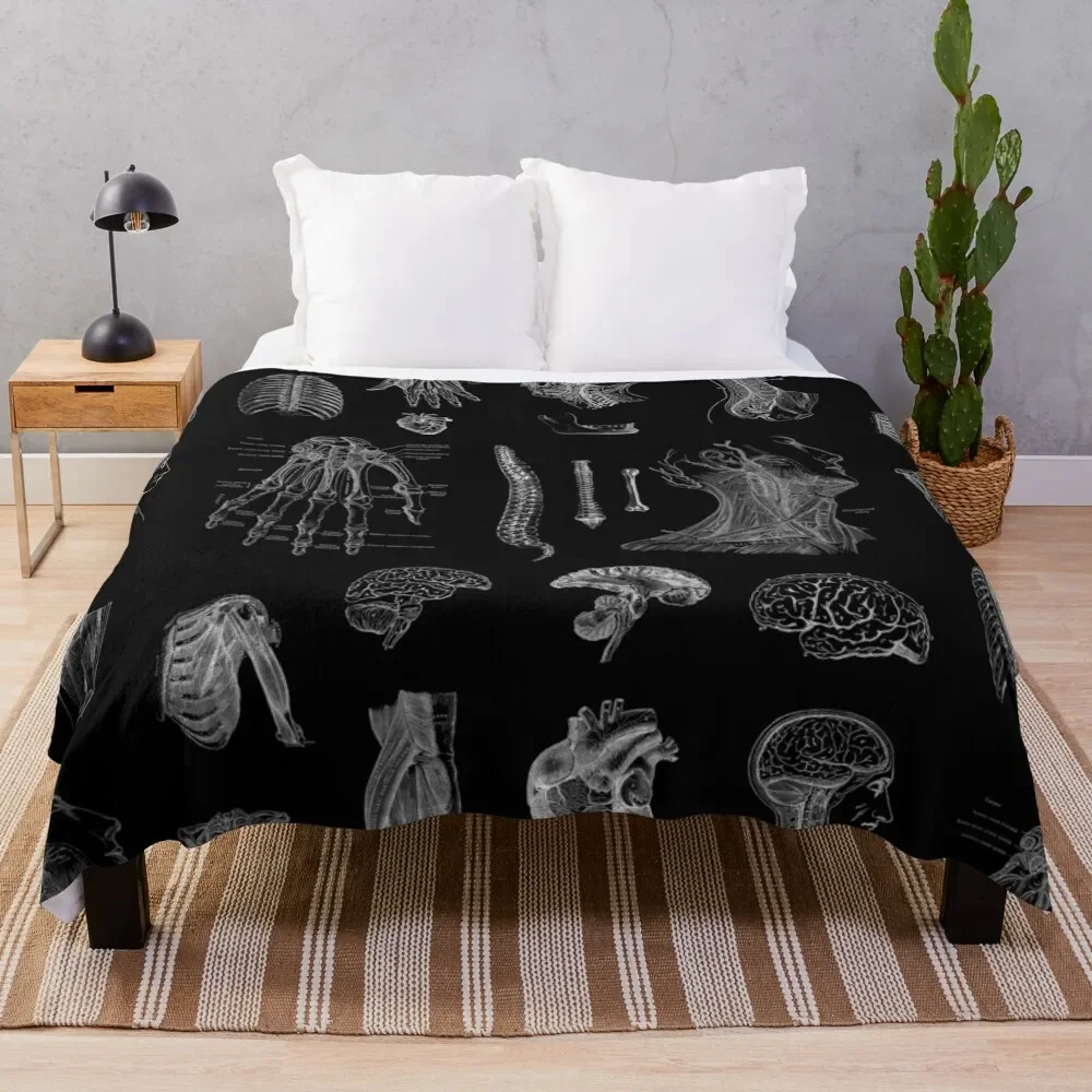 

Vintage Anatomy Print Throw Blanket Soft Plaid Hairy Luxury Thicken Blankets