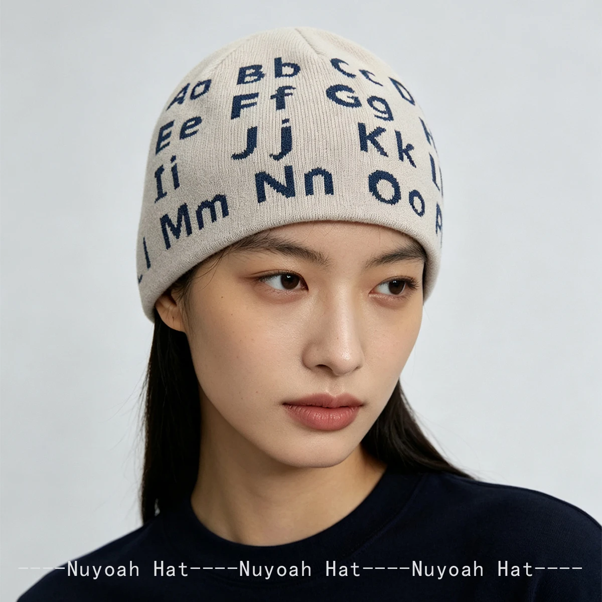 New Men Women Retro Jacquard Uppercase Lowercase letters Knitted Hats Warm Personal Versatile Color Block Beanies Fashion Ins 5