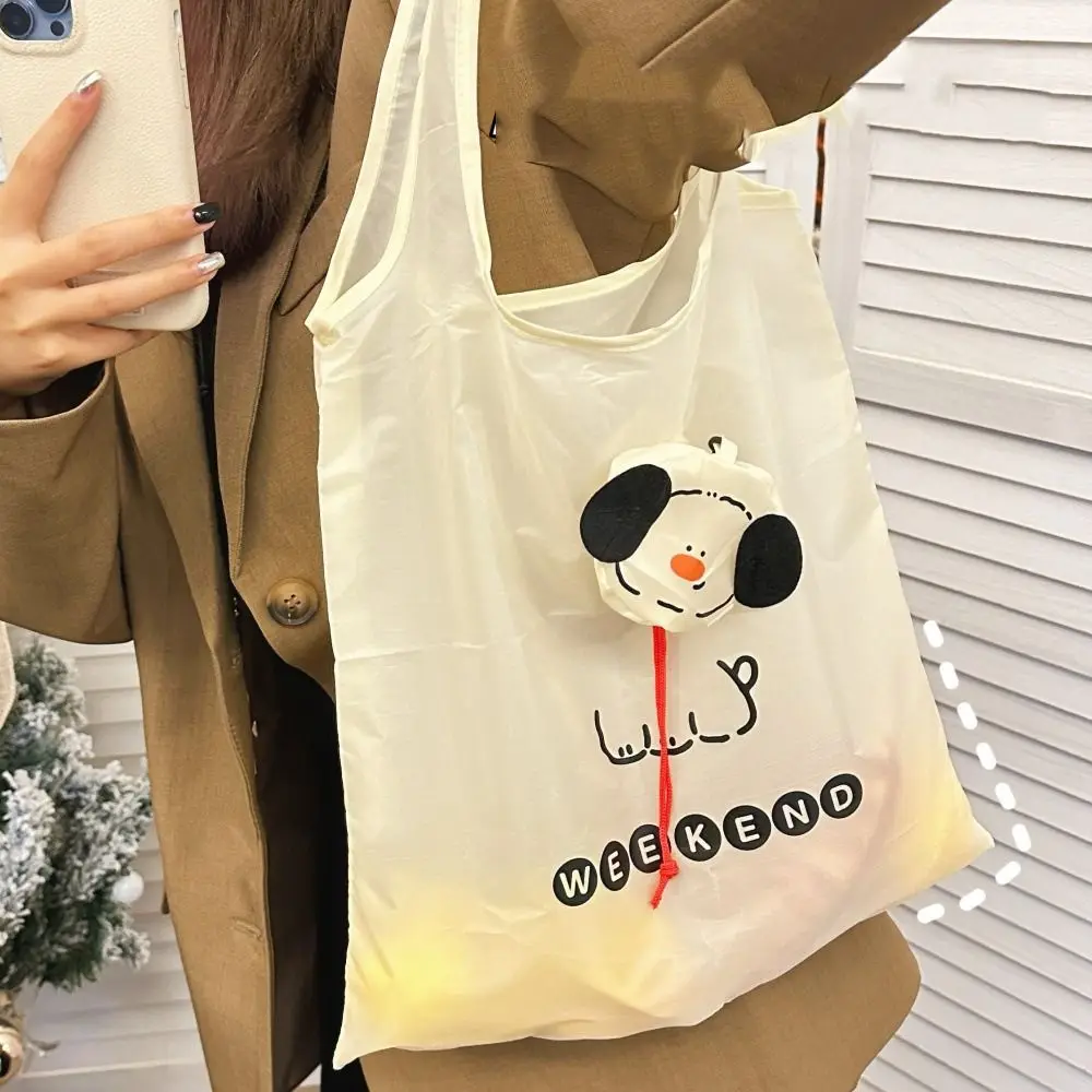 

Portable Nylon Foldable Shopping Bag Cartoon Tote Bag Cute Dog Eco Bag Reusable Waterproof Travel Grocery Bag Food