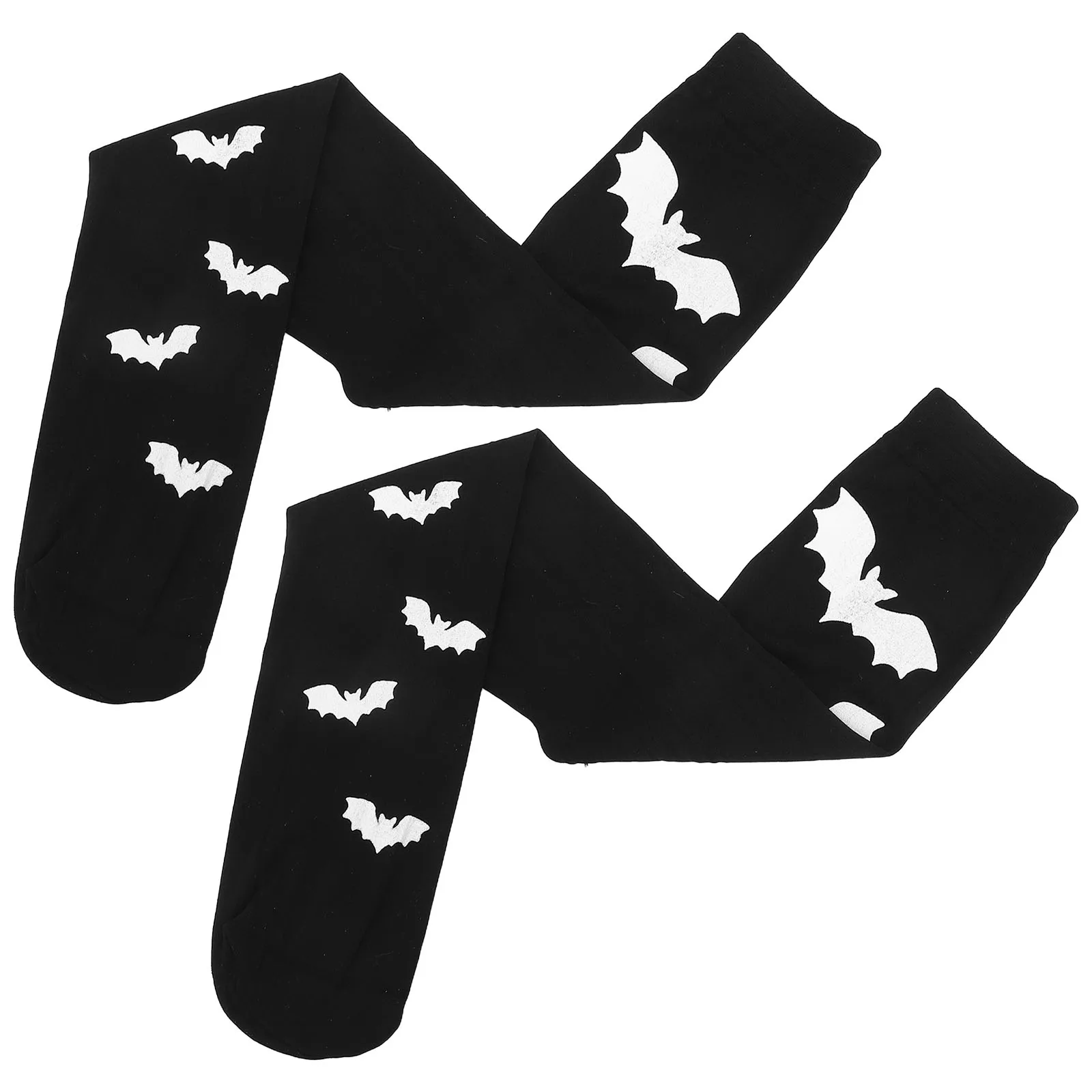 

1 пара узоров выше колена длиной 70 см, черные для женщин, длинное платье на Хэллоуин, высокие носки, носки с летучими мышами на Хэллоуин