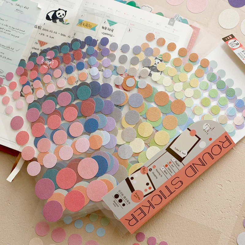 

Gift Book with Many Characters Office School Supplies Polka Dot Decorative Daily Account Sticker Set Sealing Sticker Kawaii