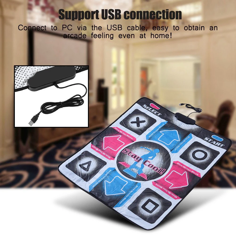 USB Wired Dance Mats Non-Slip Dancing Pad Foot Print Moves Step Arcade Game Fitness Dancer Blanket for PC Laptop Video Games