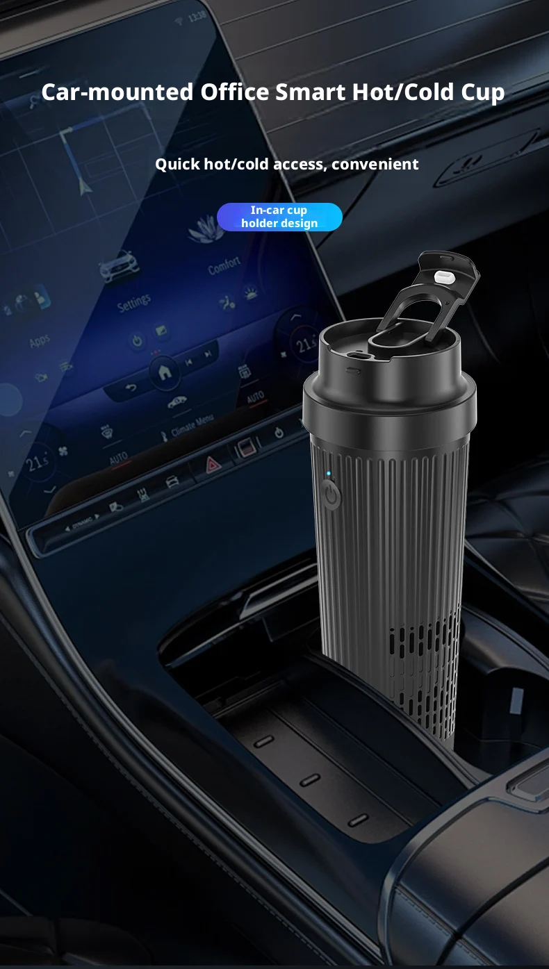 Smart Portable 12V Car Heating And Cooling Cup One Button Control 304 Stainless Steel Travel Coffee Mug Vehicle Drink Warmer