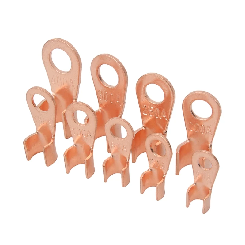 

10/50PCS Copper OT Terminal Non-Insulated Wire Connector Bare Electrical Cable Terminals Lug Battery Ring Crimp Terminal 10-400A