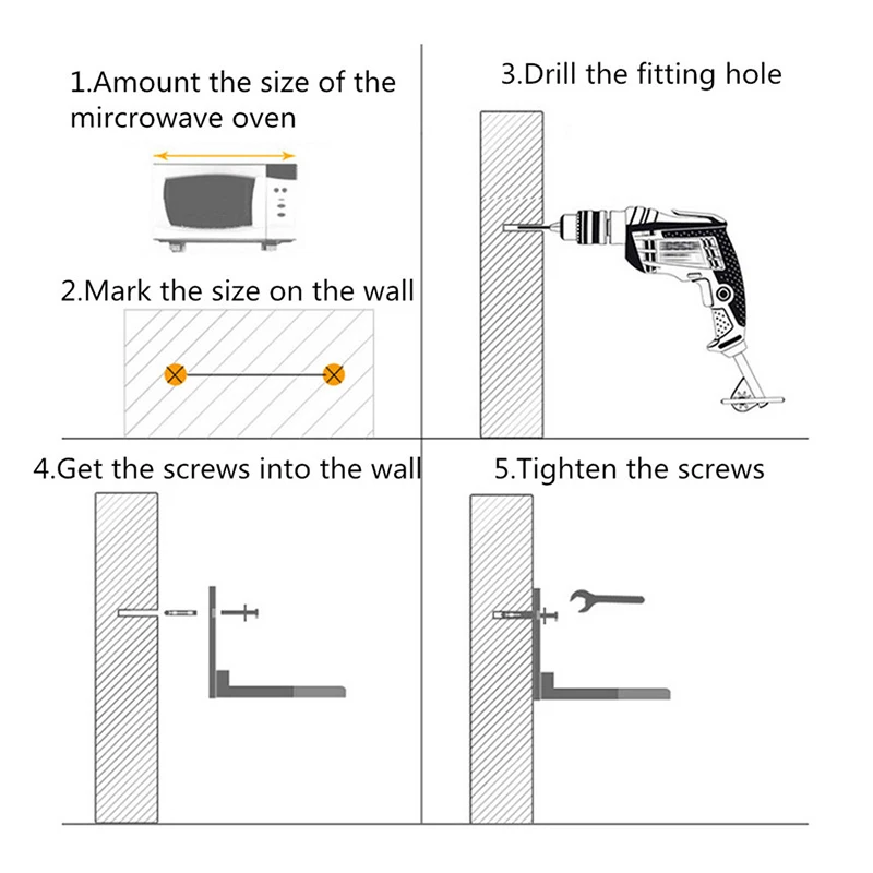 Support Frame Steel Foldable Stretch Shelf Rack Microwave Oven Wall Mount Bracket Stainless Silver