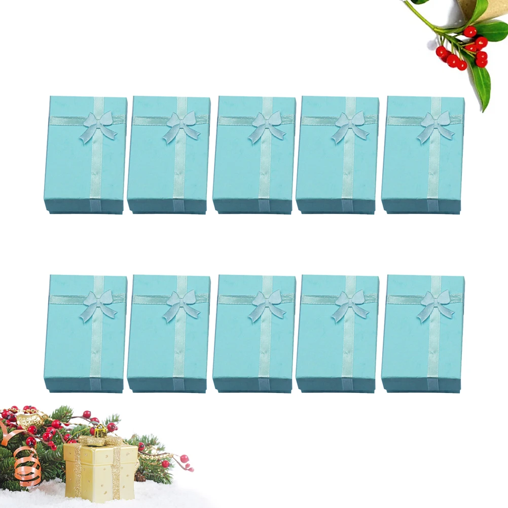 

10 PCS Jewelry Box Personal Use Case Ring Necklace Sky-blue Storage Fashionable