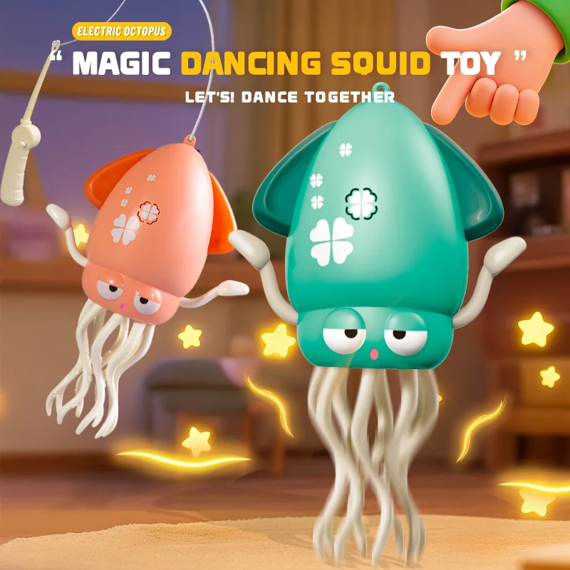 Elektrisch dansend inktvisspeelgoed voor kinderen Geluid en verlichting Obstakel vermijden Kruipen Simulatie Octopus Baby Grappig interactief speelgoed