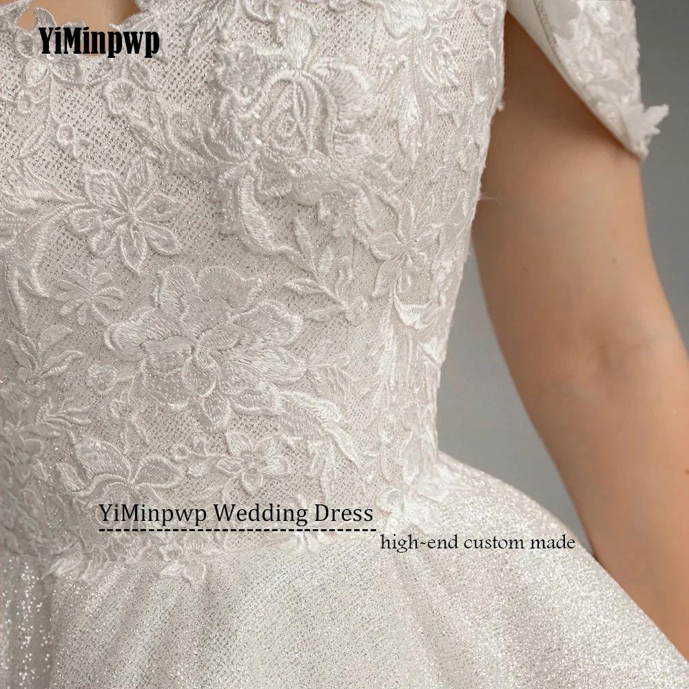 반짝이는 아플리케 웨딩 드레스 오프 숄더 스위트하트 코르셋 짧은 신부 가운 여성용 로브 드 마리에 맞춤 제작