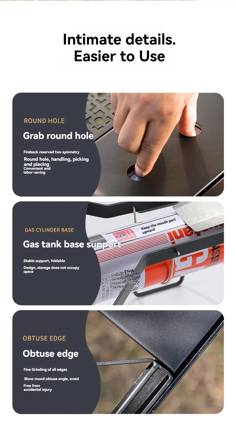 CAMPINGMOON GT-12 GT-25 Spider Oven Einheitsplatte Edelstahl mit Gastankablage SOTO Spider Oven IGT Tischplatte – Detail 6