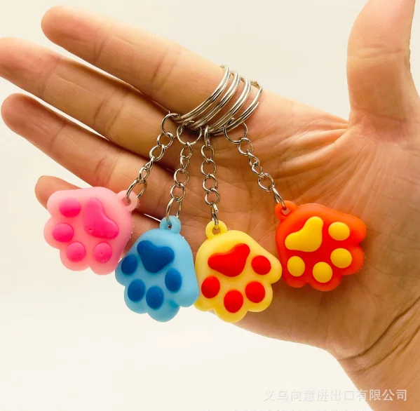 New cat claw keychain stereo soft plastic cute cat claw keychain activity gift bag pendant gifts