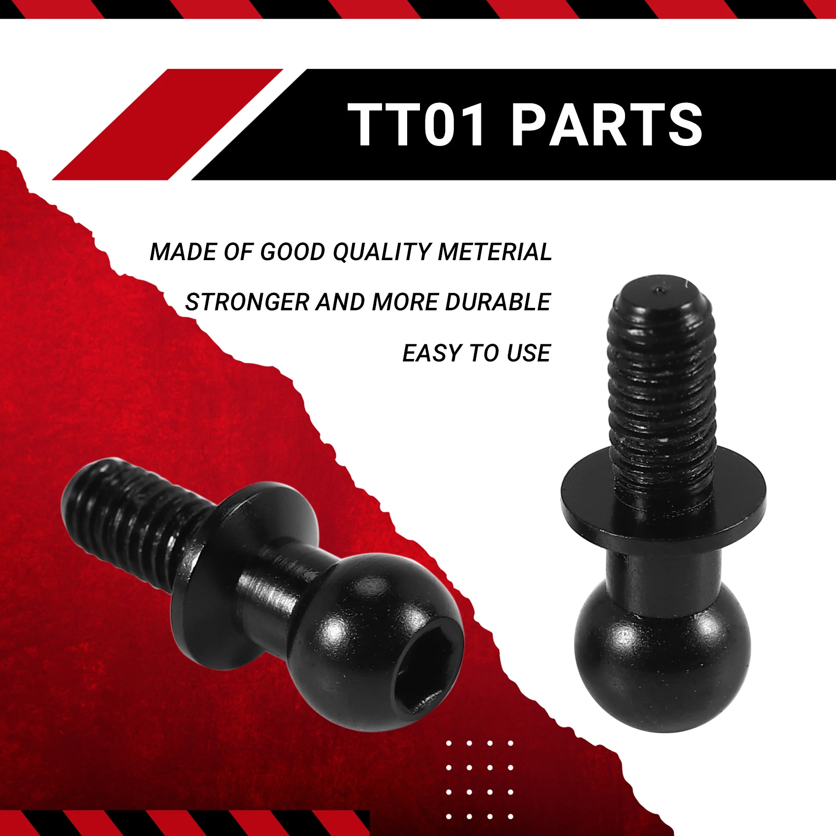 New 10Pcs M3 Metal Hex Ball Head Screws for Tamiya TT01 TT02 Sakura D5 1/10 RC Drift Car Spare Parts Universal,Black