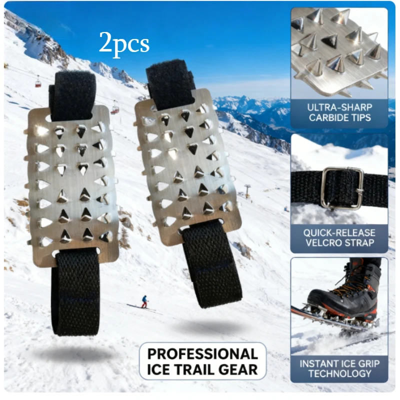 Copriscarpe antiscivolo in due pezzi per escursioni con punte antiscivolo specifiche per lo sci