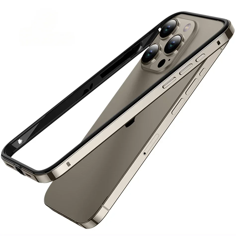 Luxury Original Color Aluminum Metal Frame For iPhone 16 15 Pro Max 14 Alloy Bumper Case Hybrid Siliicone Back Acccessories