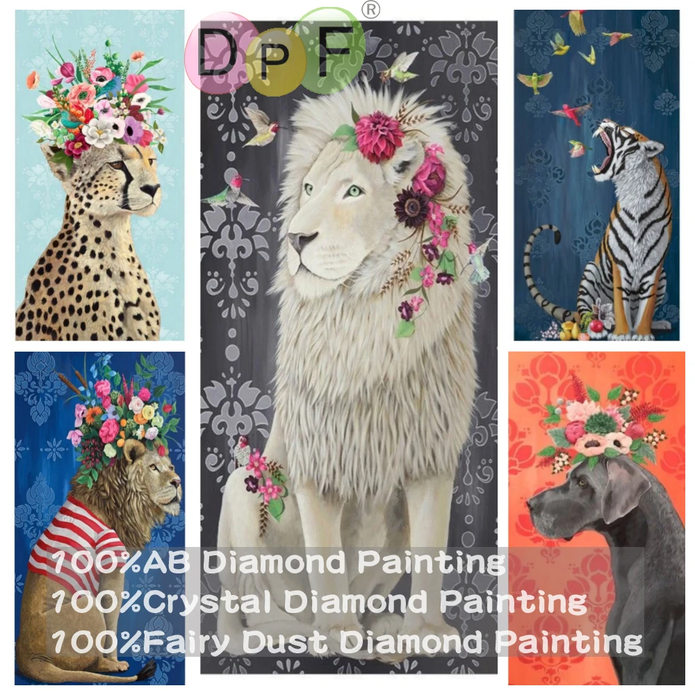 

DPF 100% полная фея пыль дрель кристалл AB алмазная живопись животные с гирляндами вышивка искусство домашний декор ремесла подарок