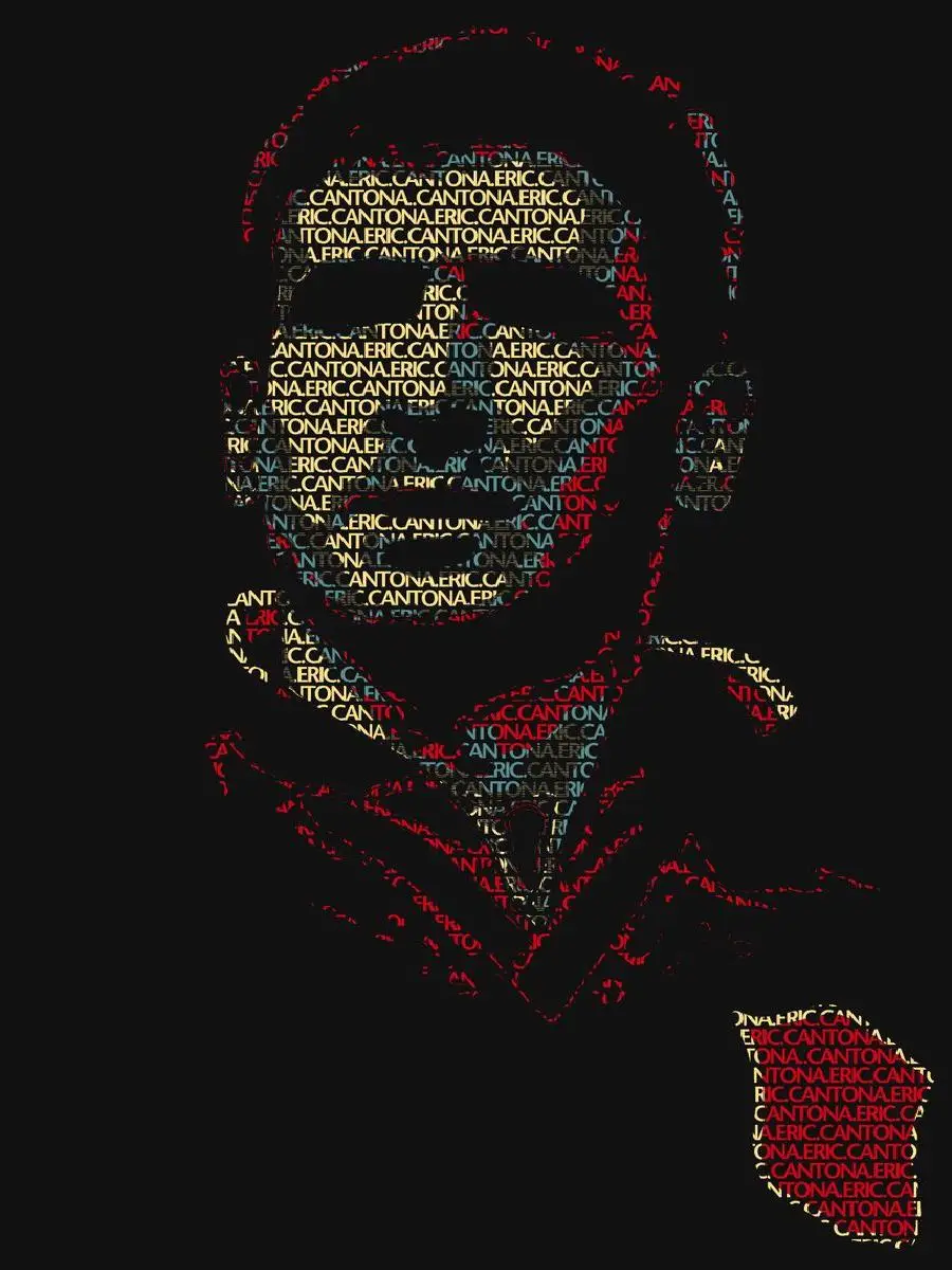 Cantona Text Art Man Utd Retro Poster Print  Vintage Manchester United Wall Decor for Home or Office  Unique Cultural Artwork