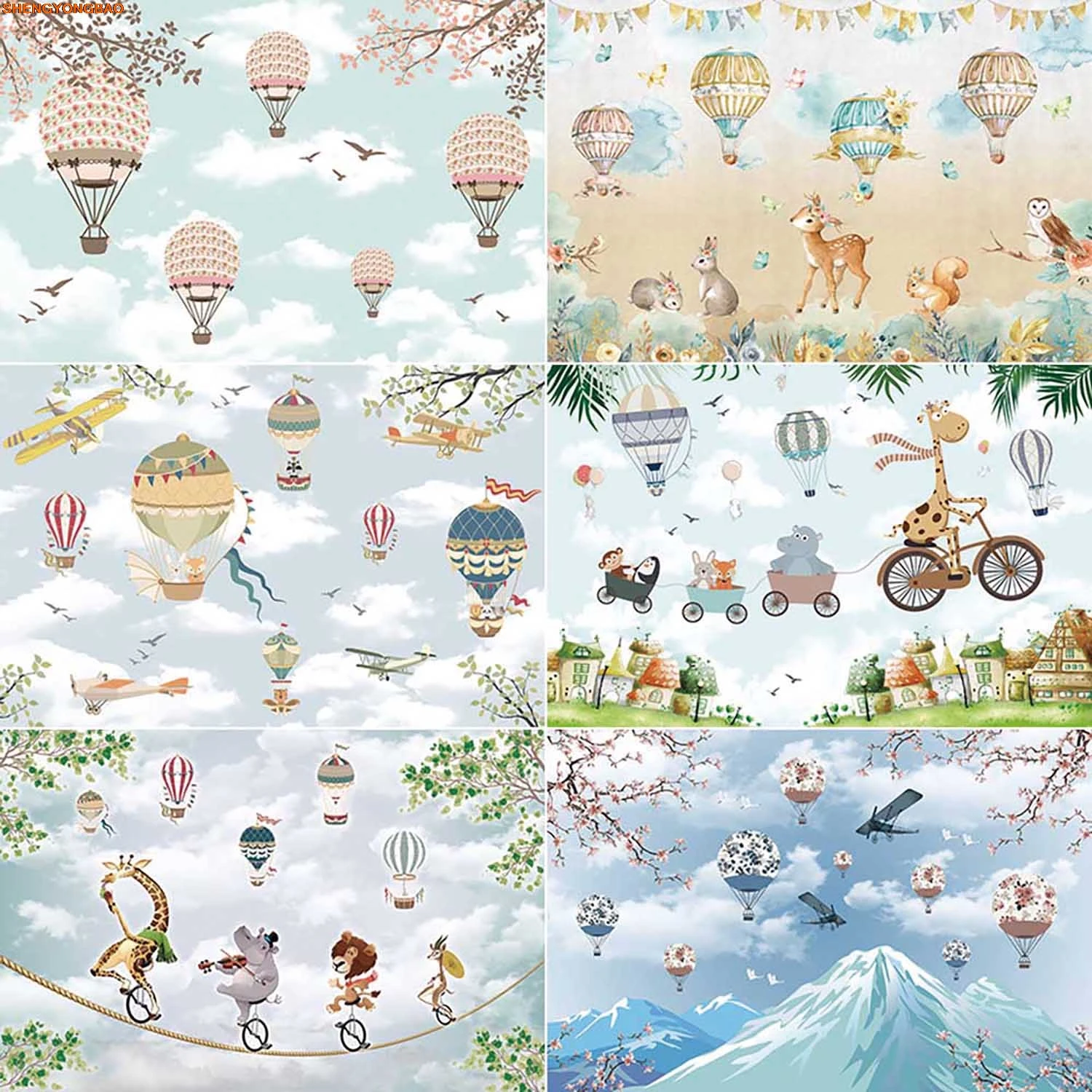 

Hot Air Balloons Animals Travel Backgrounds Baby Birthday Party Photography Backdrops Photo Studio Photobooth Props