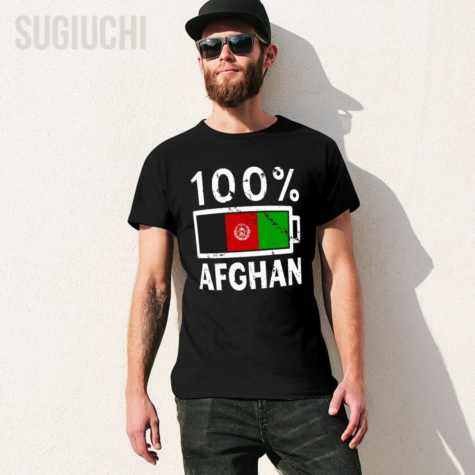 Men Afghanistan Flag 100% Afghan Battery Power Tee Premium Tshirt Tees T Shirts Women Boys 100% Cotton Short T-Shirt Unisex