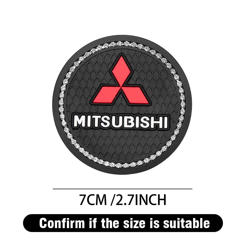 2PCS Car Diamond Water Cups Auto Non-Slip Mat For Mitsubishi Ralliart Pajero Evolution X RVR Mirage Grandis Lancer EX Outlander