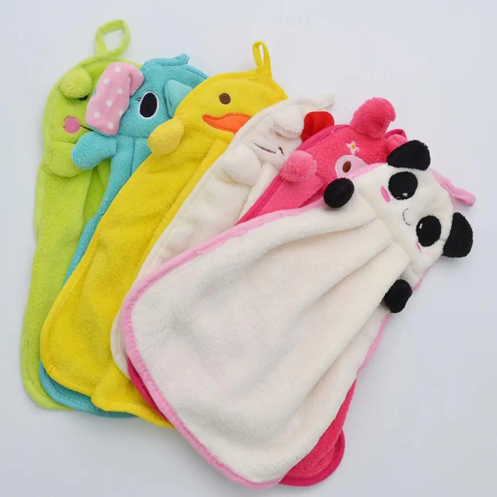 Children Nursery Hand Towel Plush Cartoon Animal Hanging Wipe Bathing Towel