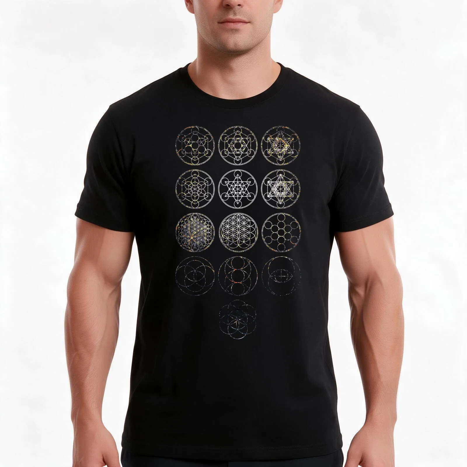 13 Circles [Tight Cluster Galaxy] | Sacred Geometry T-Shirt, Summer Casual Cotton Tee, Oversized Streetwear Tops, 100% Cotton