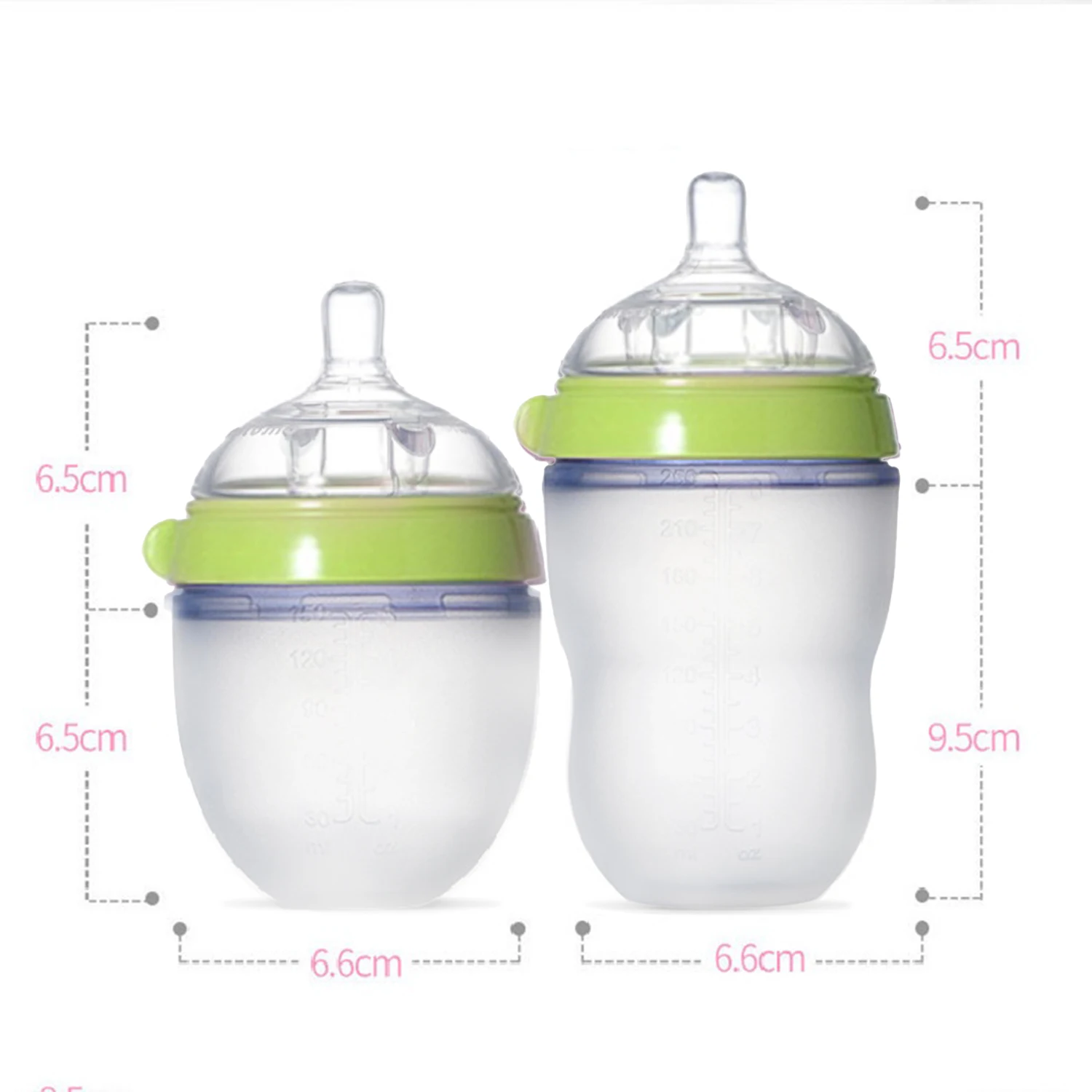 Food Grade Silicone Bottle 250ml Pink 250ml Green 150ml Pink 150 Green Leak-proof and drop-resistant