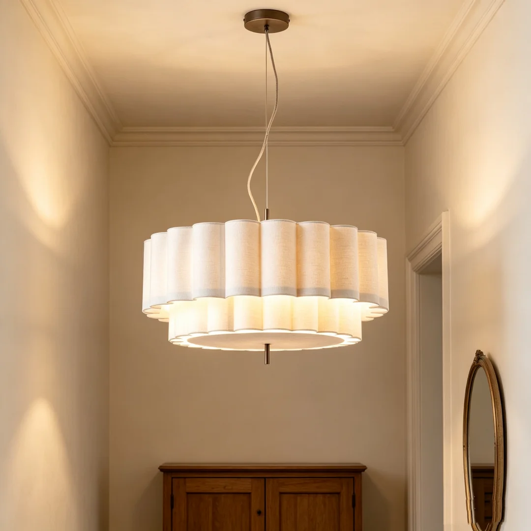 Nordic Retro Living Room Chandeliers Lighting Wabi Sabi Fabric Restaurant Pendant Lights French Medieval Bedroom Hanging Lamps