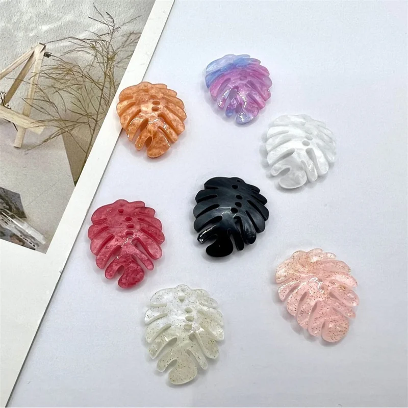 

Free shipping 100pcs/lot color print cartoon leafs shape acrylic leaves beads diy jewelry garment hair accessory