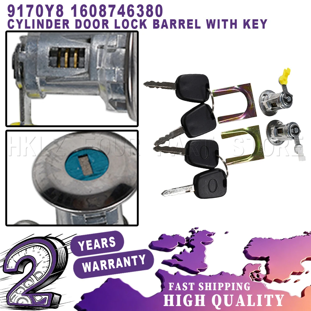 New Easy Installation car accessories For Citroen C1 Peugeot 107 Toyota Aygo Front Left Right Cylinder Door Lock Barrel With Key