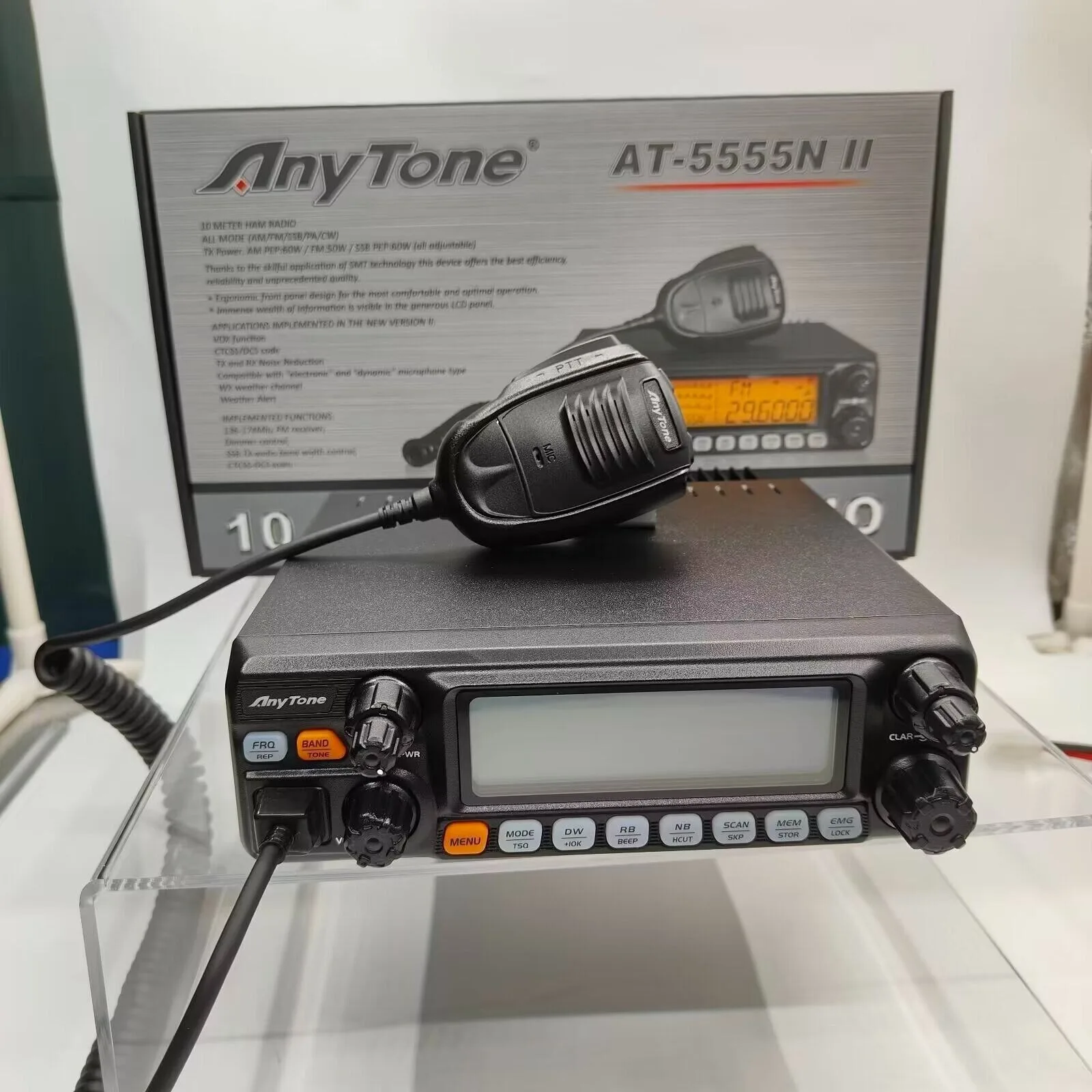 ANYTONE AT-5555N II High Power 60w CB Radio 25.615 - 30.105 Mhz 40-kanałowy mobilny transceiver AM/FM/SSB 11 metrów z radiem LCD