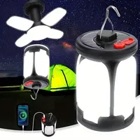 3-in-1 Camping Lantern with Solar & Type-C Dual Charging - 6-Mode Light, Phone Charger,Flashlight for Camping, Fishing & Outdoor