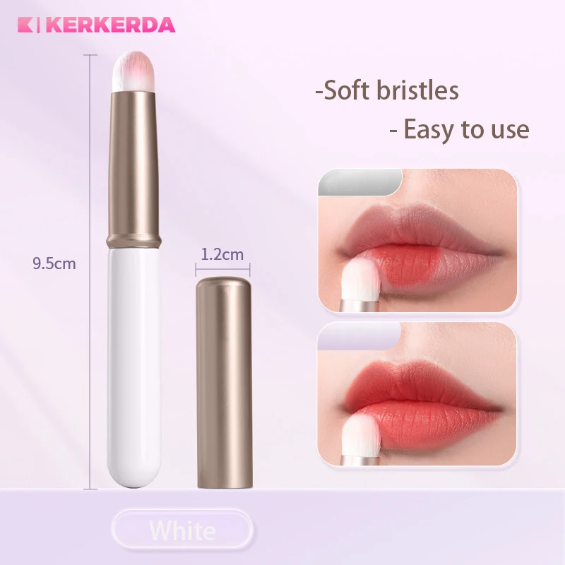 Mini Lip Brush with Lid Cover Portable Makeup Brush High Quality Round Head Lipstick Brush White Recommended Lip Makeup Tools