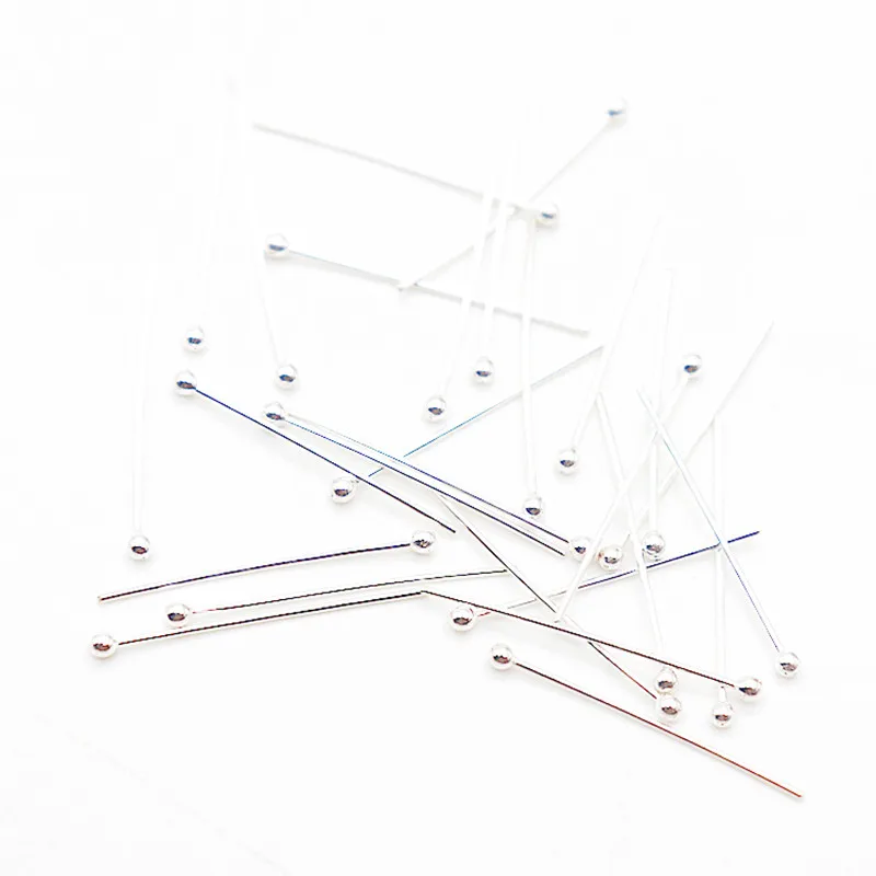 Solid 925 Sterling Headpin Needles with Ball 0.5mm Earring Dangle Pendants DIY Jewelry Findings Accessories 1PC