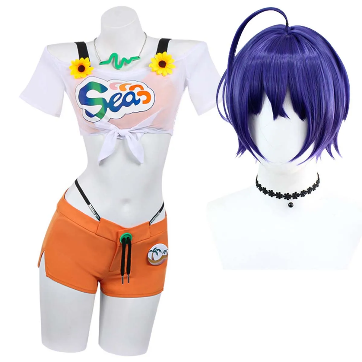 

Women Summer Zenless Zone Zero Belle Cosplay Swimsuit Costume Or Blue Wig