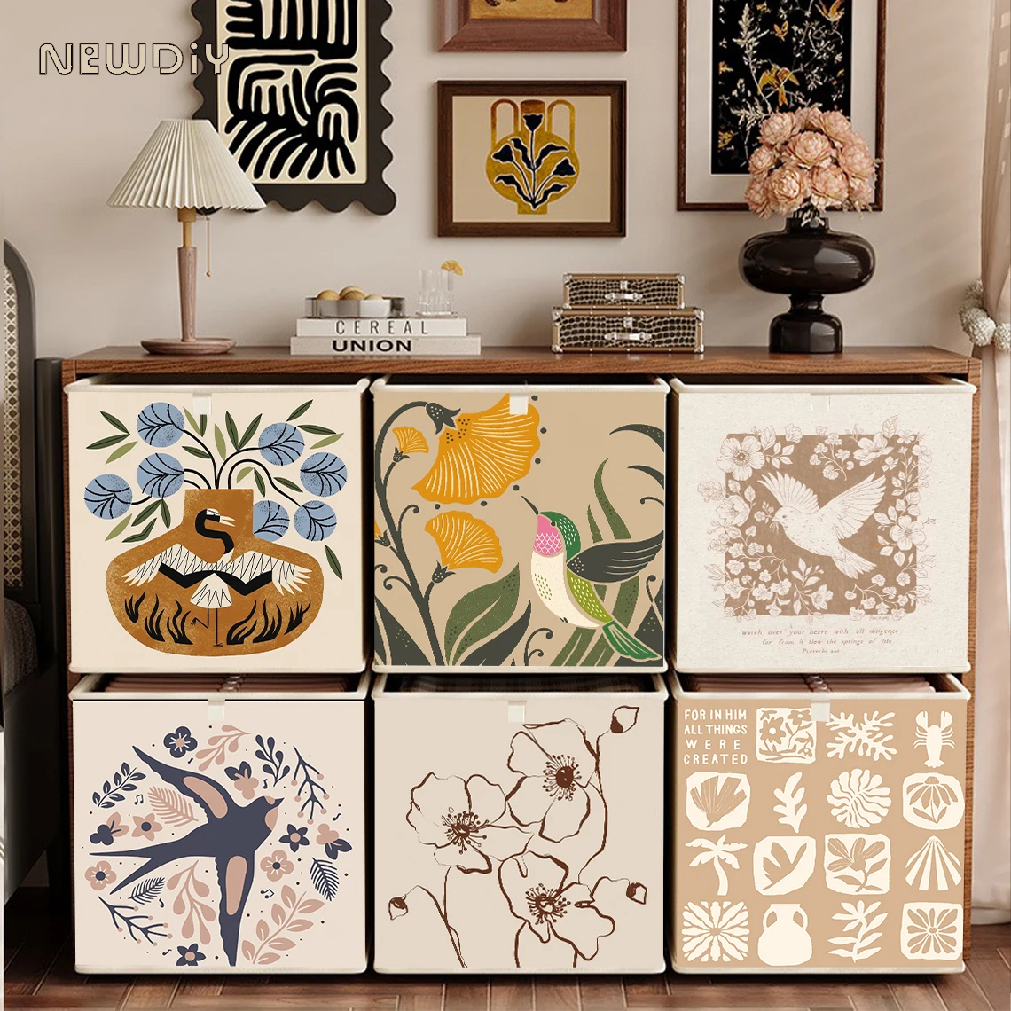 

Large Capacity Retro Style Fabric Storage Box Home Clothes Storage Basket Foldable Floor Standing OrganizerKEZHiERA SNX188