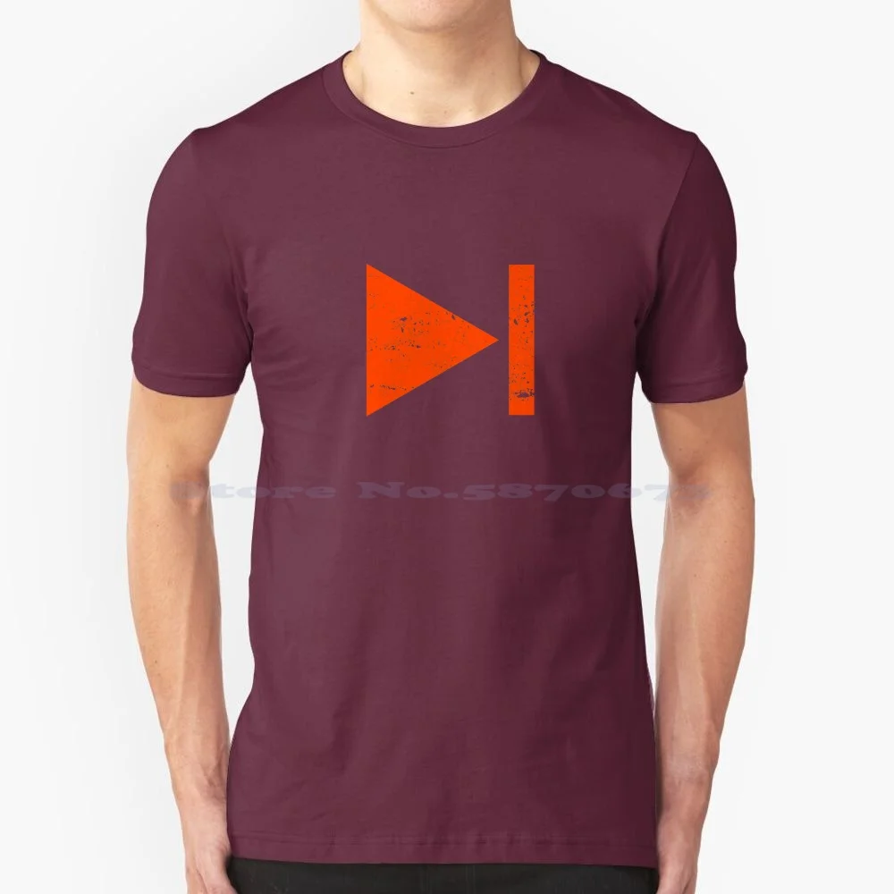 Distressed Fast-Forward Button Orange Color. T Shirt 100% Cotton Tee Logo Video Pewdiepie Social Media Epic Funny Indie