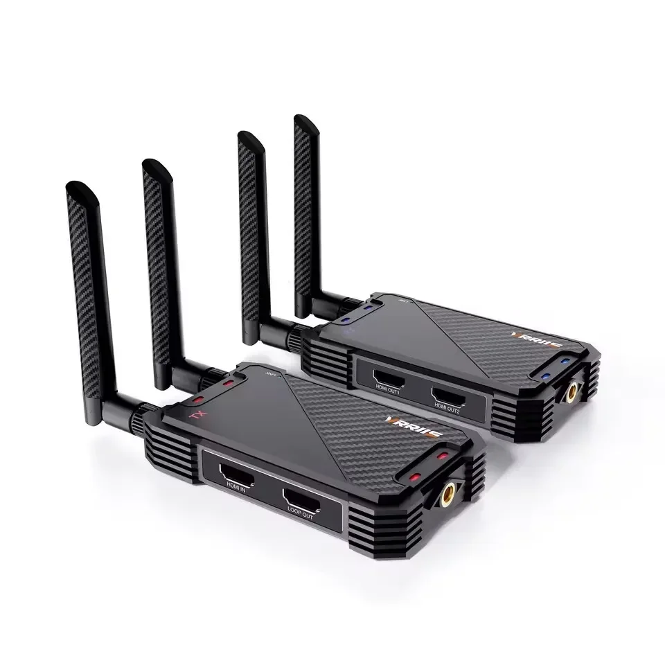 1300FT Wireless Audio Video Transmitter and Receiver Dual HDMI Extender Support Battery for Church Wedding Camera Live Streaming