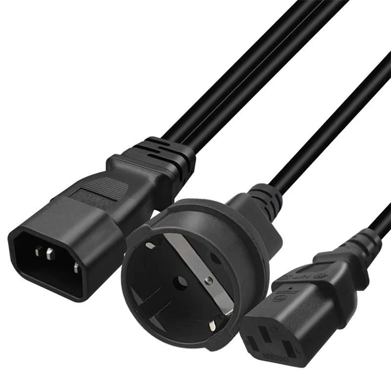 Cable de alimentación de extensión divisor tipo Y C14 a 2 vías C13 UE 4,8mm adaptador de Cable de doble interruptor PDU UPS convertidor de conector 0,3 M