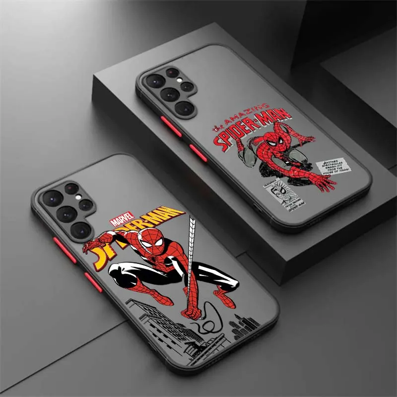 

Creative Spider-Man Cool Phone Case For Samsung A73 A72 A71 A55 A54 A53 A52 A51 A35 A25 A15 A14 5G Frosted Translucent